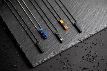 Preview: Halskette aus Edelstahl mit schwarzem Achatstein - Tantum Black